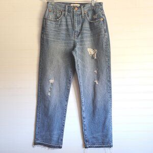 Madewell Jeans Womens Size 27 Classic Straight High Rise Crop Distressed